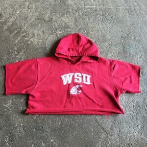 Washington State Cougars WSU Cropped Hoodie Sweatshirt Womens XL Red Adidas Gym